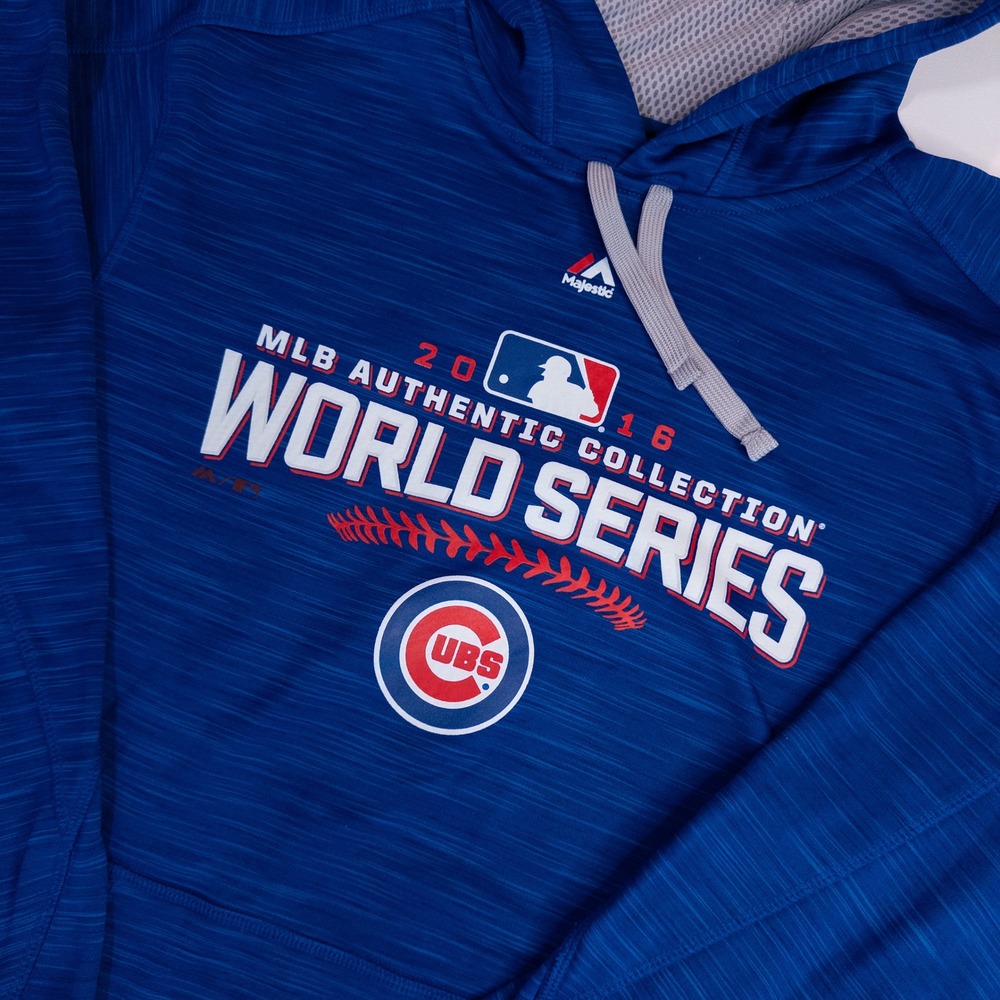Majestic Hoodie Chicago Cubs Mens L Blue 2016 World Series MLB Pullover - Picture 2 of 6